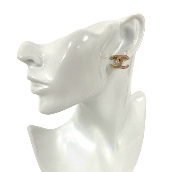 CHANEL Pink Logo Earrings